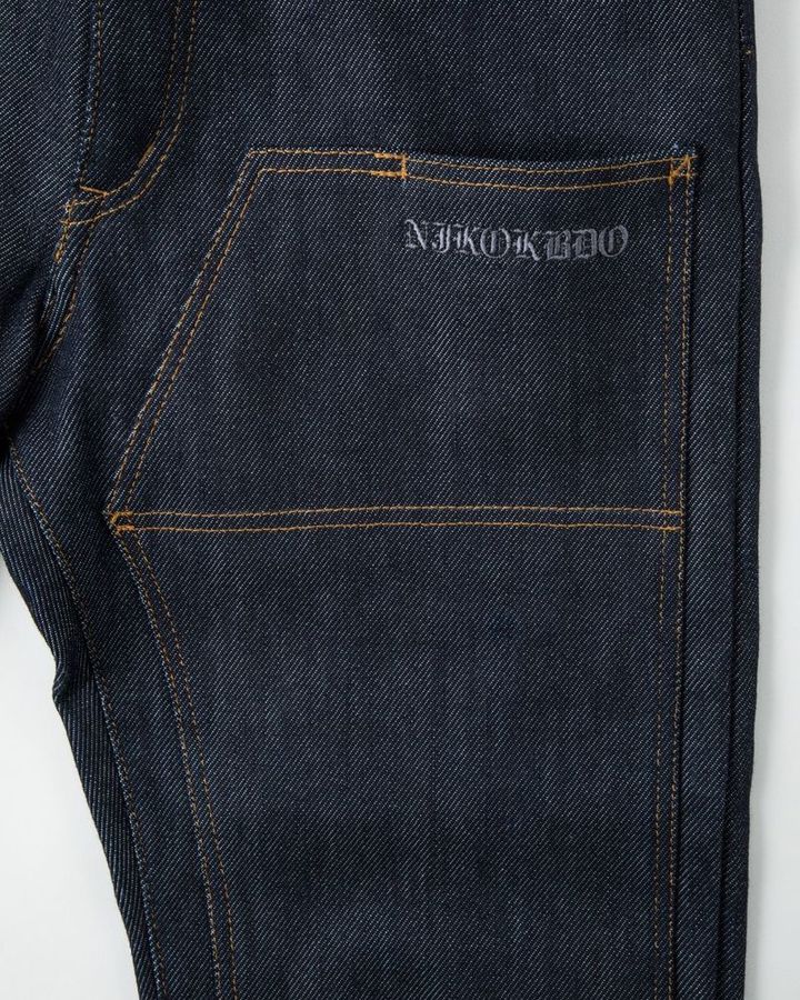 弐黒堂 ニコクドウ 弐黒堂×児島ジーンズ 23ozストレッチ ダブルニーストレートデニム