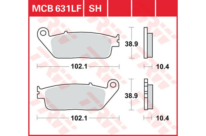 TRW ティーアールダブル BRAKE-PADS ORGANIC [MCB631] CBR 1000 F [SC24] 90-92 ST 1100 A Pan European [SC26] 92-95 MT-01 [RP12] [RP18] HONDA ホンダ YAMAHA ヤマハ ブレーキパッド ブレーキ