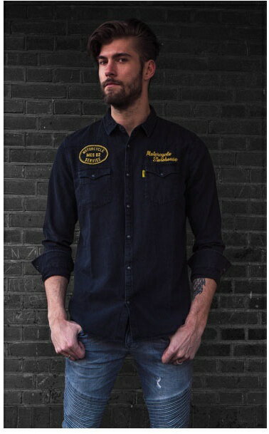 MCS エムシーエス Crew Denim shirt male black