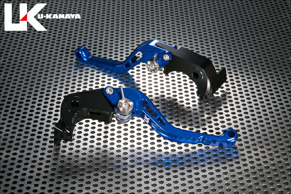U-KANAYA ユーカナヤ スタンダードタイプ アルミビレットレバーセット ブレーキ・クラッチレバーセット ハンドル周辺パーツ ハンドル レバーカラー：ブルー / アジャスターカラー：ゴールド / レバータイプ：ショート(レバー部全長：約143mm)