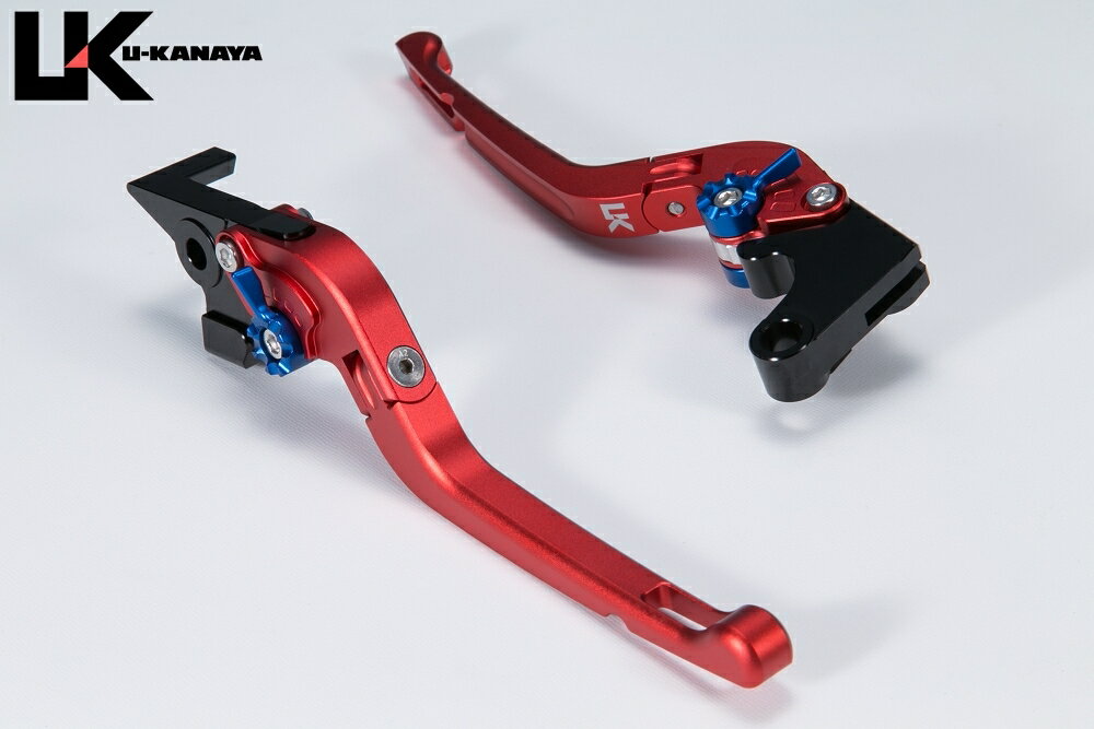 U-KANAYA ユーカナヤ 可倒式Rタイプ アルミビレットレバーセット GSX250R SUZUKI スズキ レバーカラー：マットレッド / アジャスターカラー：マットゴールド