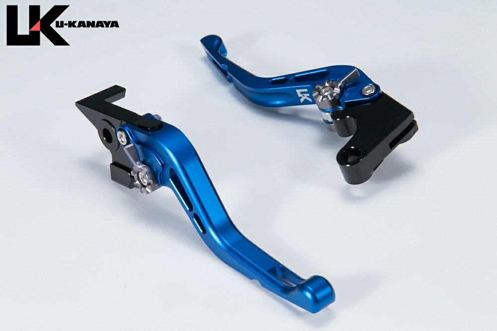 U-KANAYA ユーカナヤ GPタイプ アルミビレットレバーセット PS250 HONDA ホンダ レバーカラー：マットブルー / アジャスターカラー：マットオレンジ / レバータイプ：ショート(レバー部全長143mm)