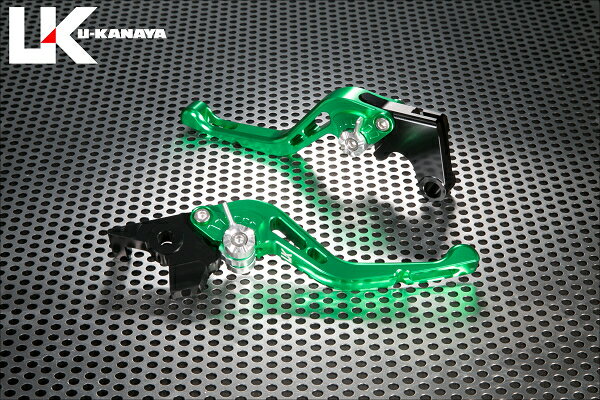 U-KANAYA ユーカナヤ GPタイプ アルミビレットレバーセット GSX250R SUZUKI スズキ ブレーキ・クラッチレバーセット ハンドル周辺パーツ ハンドル レバーカラー：グリーン / アジャスターカラー：ブルー / レバータイプ：ショート(レバー部全長：約145mm)