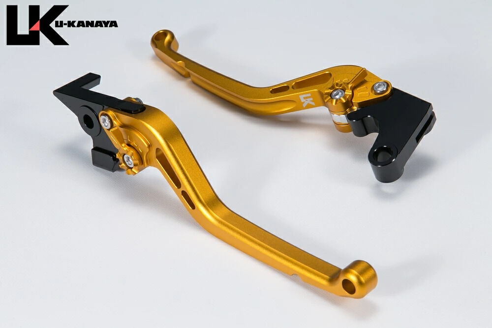 U-KANAYA ユーカナヤ スタンダードタイプ アルミビレットレバーセット F800R BMW BMW レバーカラー：マットゴールド / アジャスターカラー：マットシルバー / レバータイプ：ロング(レバー部全長173mm)