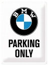 ビーエムダブリュー その他グッズ BMW PARKING ONLY メタルサイン (バナーボード) サイズ：W200mm×H300mm (ホワイト)