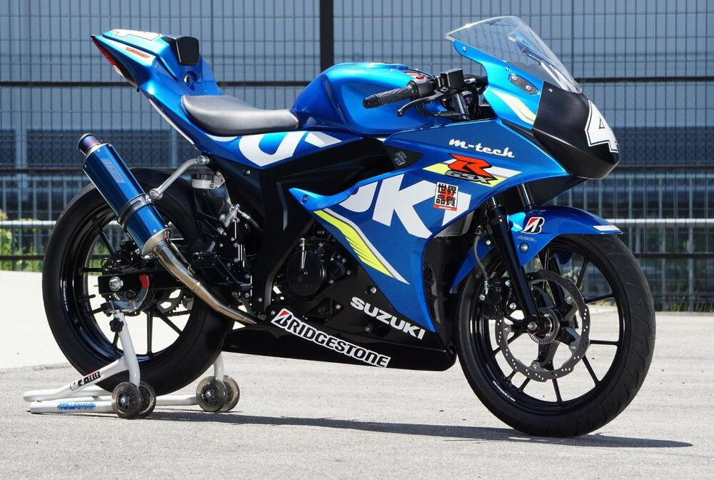 m-tech エムテック レーシングフルエキゾースト TYPE-2 サイレンサーカラー：ブルー GSX-S 125 GSX-R 125