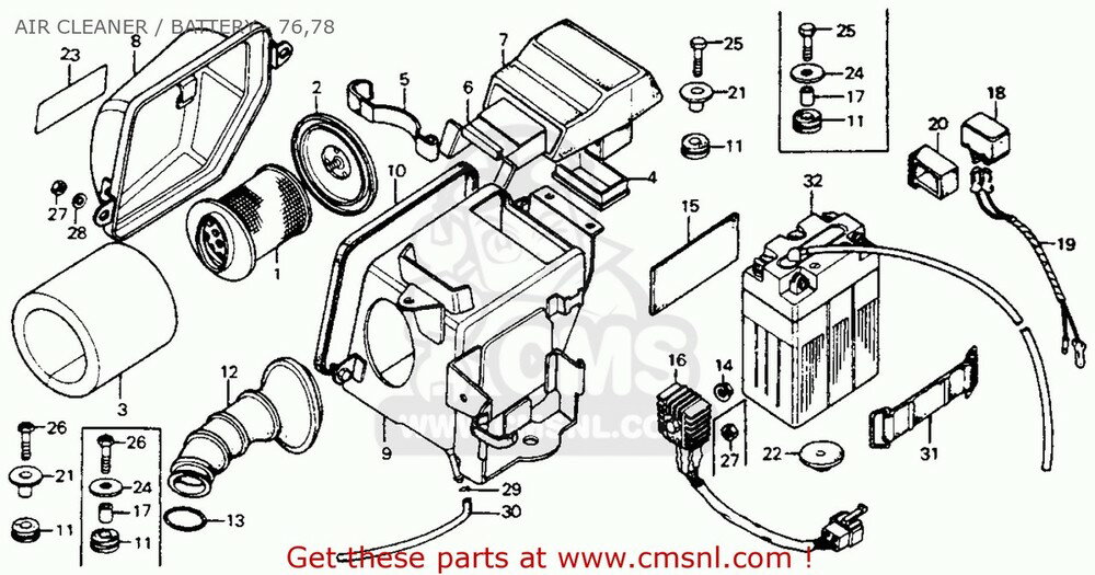 CMS २ HOUSING AIR CLEANER CB125S 1976 USA CB125S 1978 USA