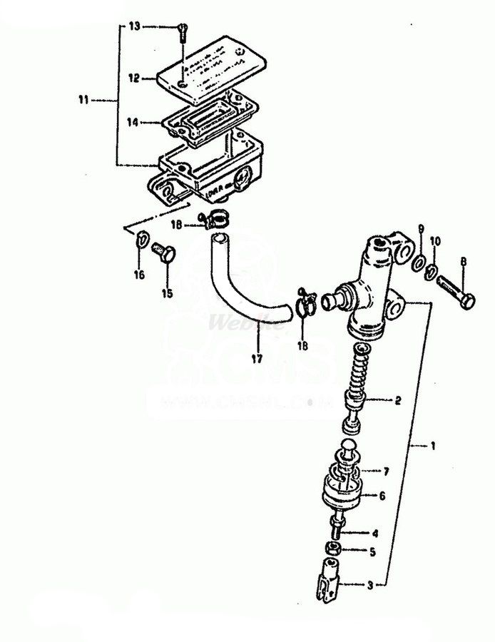 CMS २ (69600-47011) CYLINDER ASSEMBLYREAR MASTER GS1000 1982 (Z) USA (E03) GS1100S 1983 (D) USA (E03) GS750A 1983 (D) USA (E03)