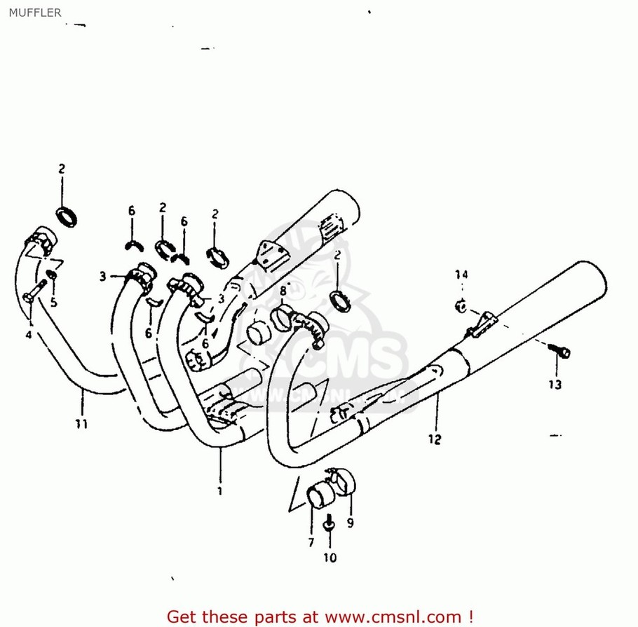 CMS २ (14100-49303-H01) PIPEEXHAUST GS1000 1982 (Z) USA (E03) GS1100S 1983 (D) USA (E03)