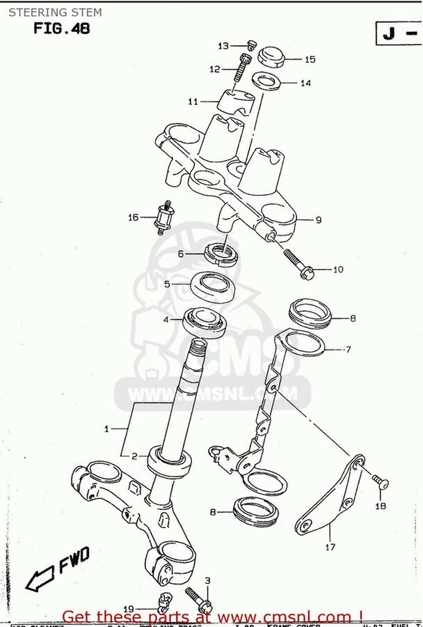 CMS シーエムエス HEAD，STEERING STEM GSF600 1995 S E02 E04 E18 E22 E25 E34 1996 T E17 1997 V / P37 1998 W 1999 X GSF600S E24 BANDIT USA E03 GSF600S1998 GSF600SU GERMANY SUZUKI スズキ トリプルツリー・ステム・アンダーブラケット ハンドル