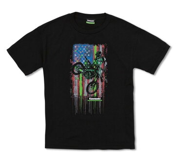 US KAWASAKI 北米カワサキ純正アクセサリー Youth ペイントフラッグ キッズTシャツ サイズ：LG