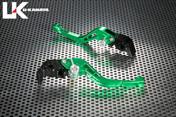U-KANAYA ユーカナヤ GPタイプ アルミビレットレバーセット ZX-10R KAWASAKI カワサキ ブレーキ・クラッチレバーセット ハンドル周辺パーツ ハンドル レバーカラー：グリーン / アジャスターカラー：レッド / レバータイプ：ショート(レバー部全長：約145mm)