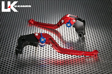 U-KANAYA ユーカナヤ GPタイプ アルミビレットレバーセット アジャスターカラー:ブルー レバーカラー:レッド レバータイプ:ロング(レバー部全長:約175mm) GSX-R600 GSX-R750