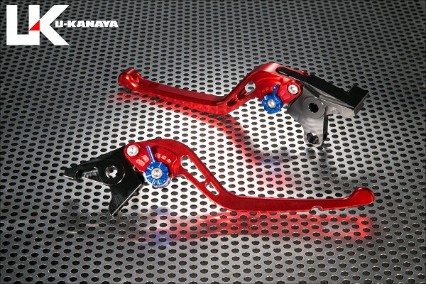 U-KANAYA ユーカナヤ GPタイプ アルミビレットレバーセット エリミネーター 750 エリミネーター1000 エリミネーター900 KAWASAKI カワサキ ブレーキ・クラッチレバーセット ハンドル周辺パーツ ハンドル レバーカラー：レッド / アジャスターカラー：チタンカラー