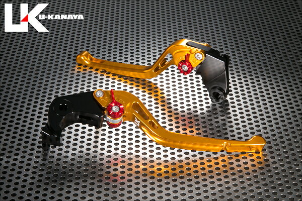 U-KANAYA ユーカナヤ GPタイプ アルミビレットレバーセット DAYTONA 675 R TRIUMPH トライアンフ レバーカラー：ゴールド / アジャスターカラー：ブルー / レバータイプ：ロング(レバー部全長：約175mm)