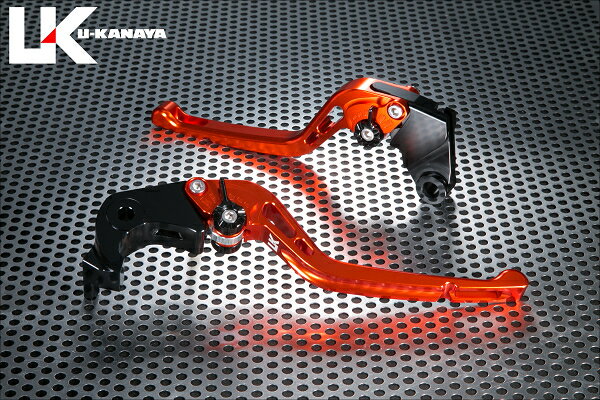 U-KANAYA ユーカナヤ GPタイプ アルミビレットレバーセット STREET TRIPLE R TRIUMPH トライアンフ ブレーキ・クラッチレバーセット ハンドル周辺パーツ ハンドル レバーカラー：オレンジ / アジャスターカラー：ブラック / レバータイプ：ロング(レバー部全長：約175mm)
