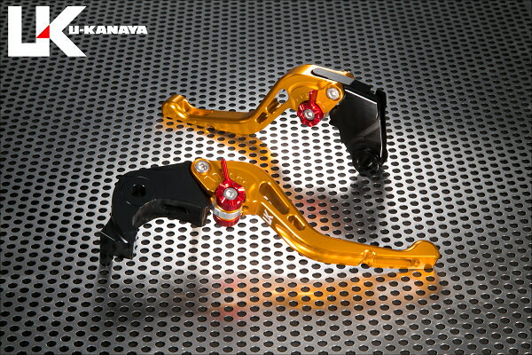 U-KANAYA ユーカナヤ GPタイプ アルミビレットレバーセット STREET TRIPLE R TRIUMPH トライアンフ ブレーキ・クラッチレバーセット ハンドル周辺パーツ ハンドル レバーカラー：ゴールド / アジャスターカラー：ブラック / レバータイプ：ショート(レバー部全長：約145mm)