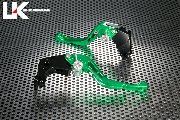 U-KANAYA ユーカナヤ GPタイプ アルミビレットレバーセット STREET TRIPLE R TRIUMPH トライアンフ ブレーキ・クラッチレバーセット ハンドル周辺パーツ ハンドル レバーカラー：グリーン / アジャスターカラー：レッド / レバータイプ：ショート(レバー部全長：約145mm)