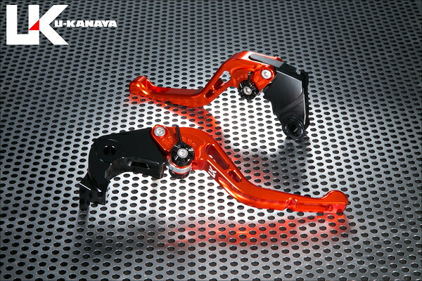 U-KANAYA ユーカナヤ GPタイプ アルミビレットレバーセット STREET TRIPLE R TRIUMPH トライアンフ ブレーキ・クラッチレバーセット ハンドル周辺パーツ ハンドル レバーカラー：オレンジ / アジャスターカラー：ゴールド / レバータイプ：ショート(レバー部全長：約145mm)