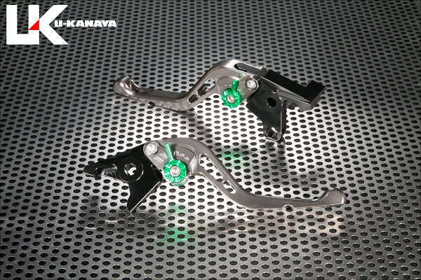 U-KANAYA ユーカナヤ GPタイプ アルミビレットレバーセット SPRINT RS ST TRIUMPH トライアンフ ブレーキ・クラッチレバーセット ハンドル周辺パーツ ハンドル レバーカラー：チタンカラー / アジャスターカラー：グリーン / レバータイプ：ショート(レバー部全長：約145mm)