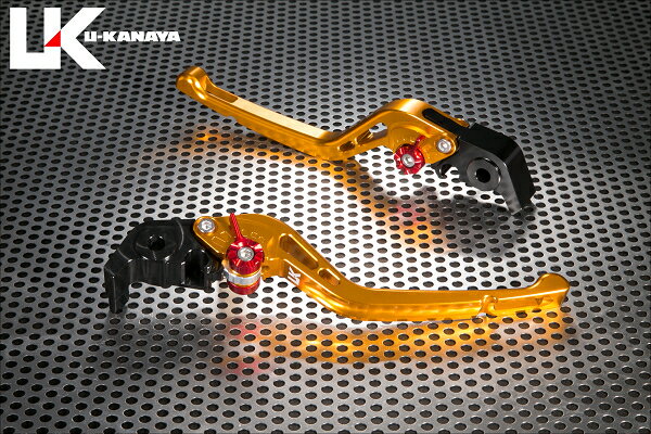 U-KANAYA ユーカナヤ GPタイプ アルミビレットレバーセット 990SUPER DUKE KTM ブレーキ・クラッチレバーセット ハンドル周辺パーツ ハンドル レバーカラー：ゴールド / アジャスターカラー：ブラック / レバータイプ：ロング(レバー部全長：約175mm)