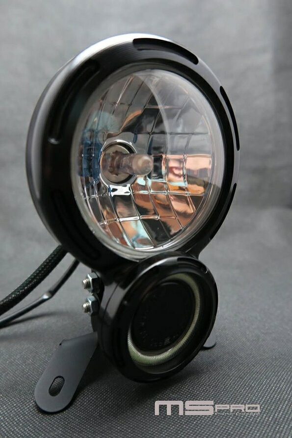 MSPRO エムエスプロ 8タイプヘッドライト Headlights Body color：Black / COBAperture color：White light / H4 Lamp Specifications：Yellow light