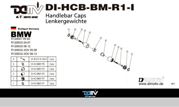 Dimotiv ディモーティヴ アルミハンドルバーキャップ(Aluminum alloy Handlebar caps) K1200GT K1300GT R1100R R1100RT R1150GS R1150GS R1150R R1200RT R850R R850RT