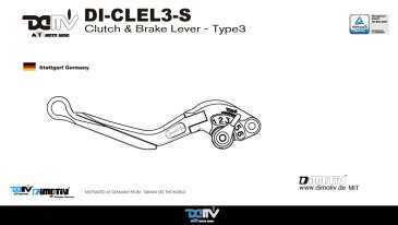 Dimotiv ディモーティヴ アジャスタブルレバー ブレーキ／クラッチセット タイプ3 エクステンションカラー：レッド ボディーカラー：オレンジ（アジャスターカラー：シルバー）