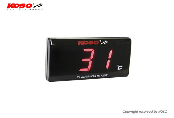 KOSO コーソー インジケーター スーパースリム型温度計　レッドライト 0?120°C (32?248°F) ライトカラー：レッド
