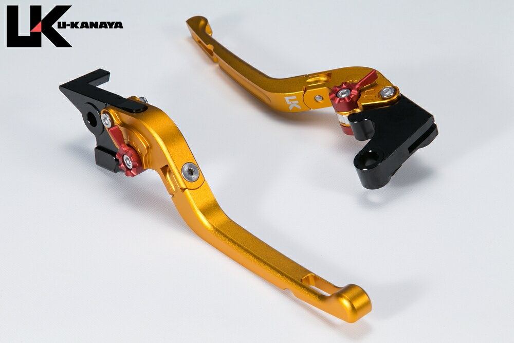 U-KANAYA ユーカナヤ 可倒式Rタイプ アルミビレットレバーセット GS1200SS SUZUKI スズキ ブレーキ・クラッチレバーセット ハンドル周辺パーツ ハンドル レバーカラー：マットゴールド / アジャスターカラー：マットグリーン