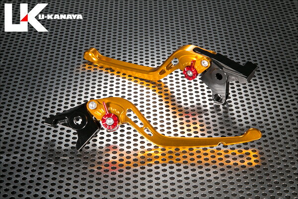 U-KANAYA ユーカナヤ GPタイプ アルミビレットレバーセット MT-01 V-MAX 1680 YAMAHA ヤマハ ブレーキ・クラッチレバーセット ハンドル周辺パーツ ハンドル レバーカラー：ゴールド / アジャスターカラー：シルバー / レバータイプ：ロング(レバー部全長：約175mm)