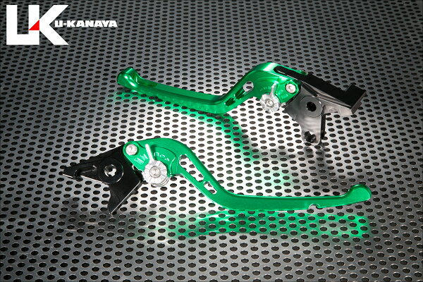 U-KANAYA ユーカナヤ GPタイプ アルミビレットレバーセット MT-01 V-MAX 1680 YAMAHA ヤマハ ブレーキ・クラッチレバーセット ハンドル周辺パーツ ハンドル レバーカラー：グリーン / アジャスターカラー：レッド / レバータイプ：ロング(レバー部全長：約175mm)
