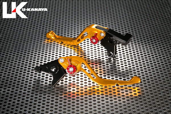 U-KANAYA ユーカナヤ GPタイプ アルミビレットレバーセット MT-01 V-MAX 1680 YAMAHA ヤマハ ブレーキ・クラッチレバーセット ハンドル周辺パーツ ハンドル レバーカラー：ゴールド / アジャスターカラー：ブラック / レバータイプ：ショート(レバー部全長：約145mm)