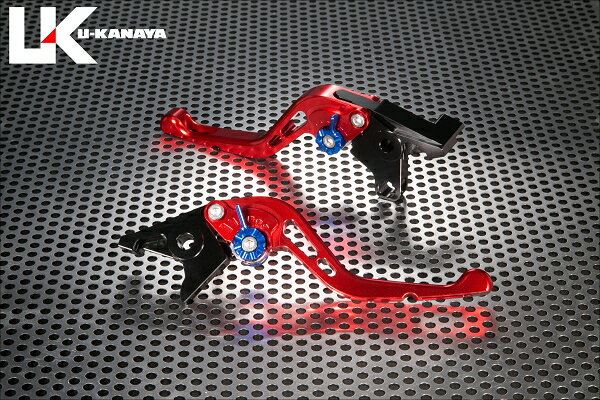 U-KANAYA ユーカナヤ GPタイプ アルミビレットレバーセット MT-01 V-MAX 1680 YAMAHA ヤマハ ブレーキ・クラッチレバーセット ハンドル周辺パーツ ハンドル レバーカラー：レッド / アジャスターカラー：ブルー / レバータイプ：ショート(レバー部全長：約145mm)