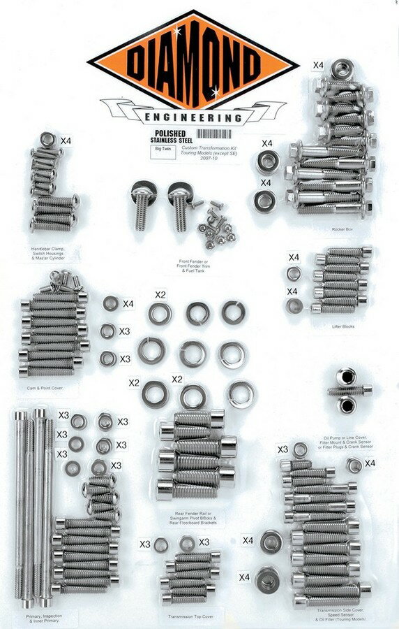 DIAMOND ENGINEERING ダイアモンドエンジニアリング ボルトキットトランスミッションフレーム07-10FL 【BOLT KIT TRNSFRM 07-10FL [2401-0221]】 HARLEY-DAVIDSON ハーレーダビッドソン その他エンジンパーツオプション・補修部品 エンジンパーツ エンジン