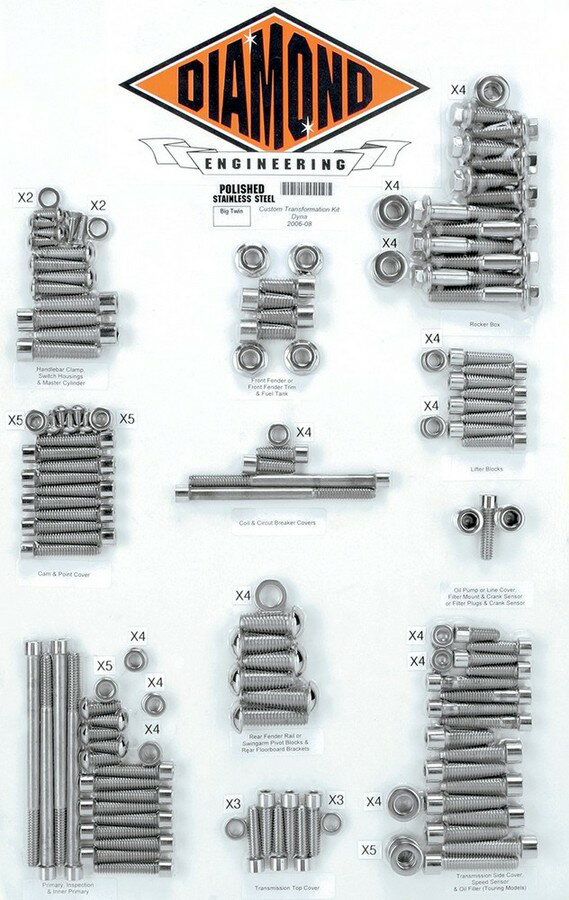 DIAMOND ENGINEERING ダイアモンドエンジニアリング ボルトキット トランスミッションフレーム06 DYNA 【BOLT KIT，TRNSFRM 06 [2401-0219]】 HARLEY-DAVIDSON ハーレーダビッドソン その他エンジンパーツオプション・補修部品 エンジンパーツ エンジン