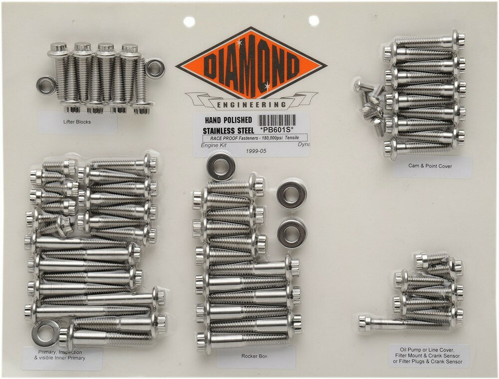 DIAMOND ENGINEERING ダイアモンドエンジニアリング ボルトキット99-05 FXD MTR 【BOLT KIT 99-05 [2401-0144]】 HARLEY-DAVIDSON ハーレーダビッドソン クランクケースボルト エンジンパーツ エンジン