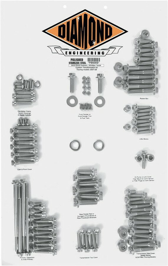 DIAMOND ENGINEERING ダイアモンドエンジニアリング ボルトキット トランスミッション F12P7-16FLHT 【BOLT KT TRANSF12P7-16FLHT [2401-0396]】 HARLEY-DAVIDSON ハーレーダビッドソン その他エンジンパーツオプション・補修部品 エンジンパーツ エンジン