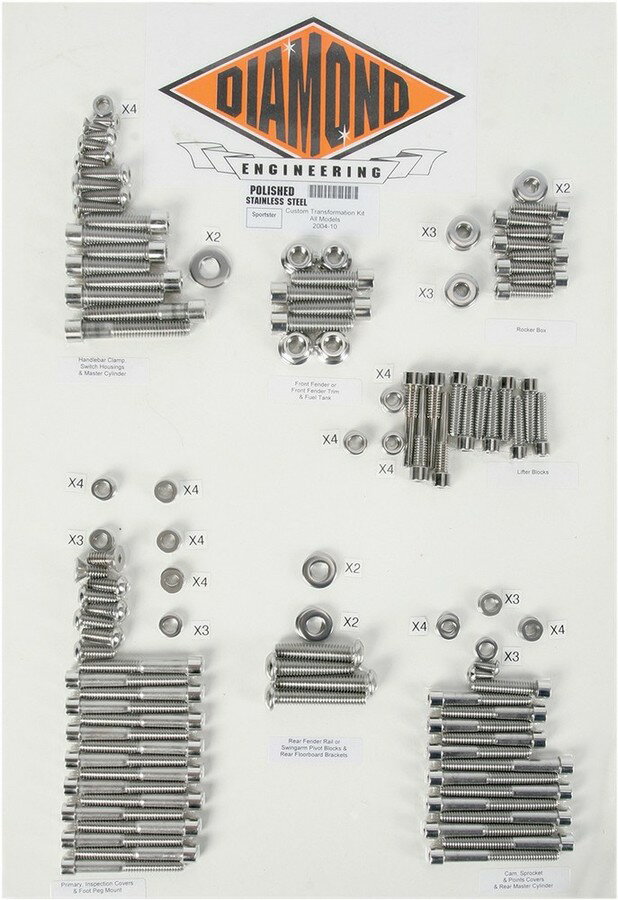DIAMOND ENGINEERING ダイアモンドエンジニアリング ボルトキット トランスミッション フレームXL 04-17 【BOLT KT TRANSFRM XL [2401-0271]】 HARLEY-DAVIDSON ハーレーダビッドソン その他エンジンパーツオプション・補修部品 エンジンパーツ エンジン