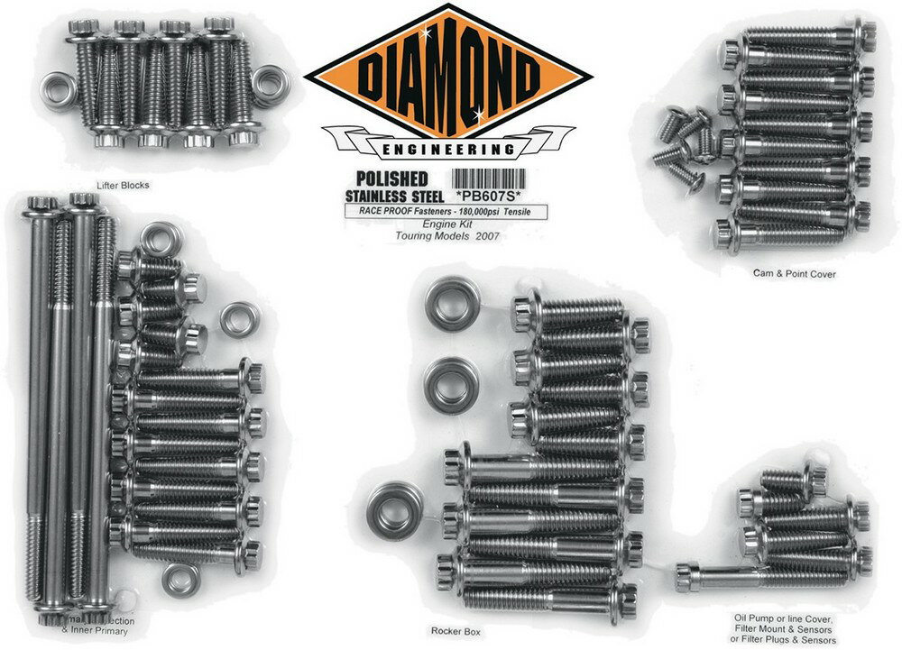 DIAMOND ENGINEERING ダイアモンドエンジニアリング ボルトキットエンジン 07-16 FL 【BOLT KIT ENG [2401-0250]】 HARLEY-DAVIDSON ハーレーダビッドソン クランクケースボルト エンジンパーツ エンジン