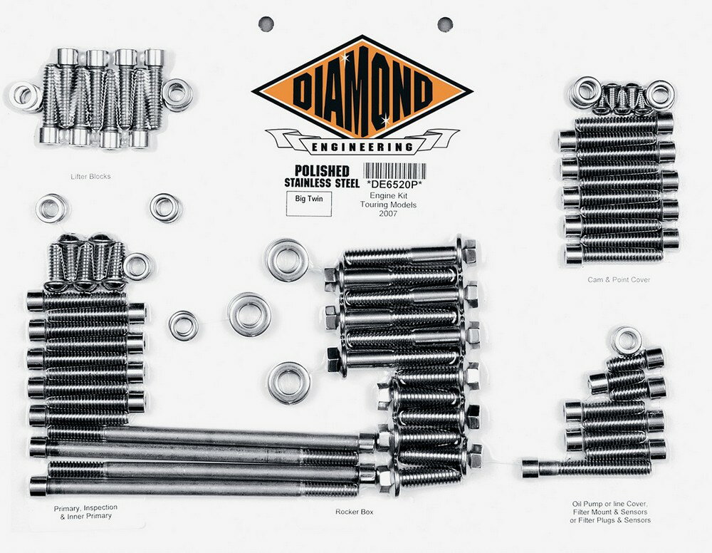 DIAMOND ENGINEERING ɥ󥸥˥ ܥȥåȥ󥸥 07-16 FLHT BOLT KIT ENG 07-16 FLHT [2401-0262]