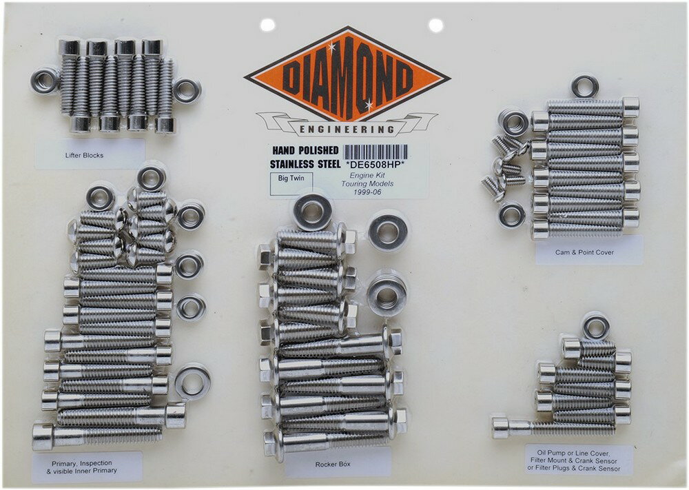 DIAMOND ENGINEERING ダイアモンドエンジニアリング ボルトキットエンジン FLT 99-06 【BOLT KIT ENGINE [2401-0261]】 HARLEY-DAVIDSON ハーレーダビッドソン クランクケースボルト エンジンパーツ エンジン