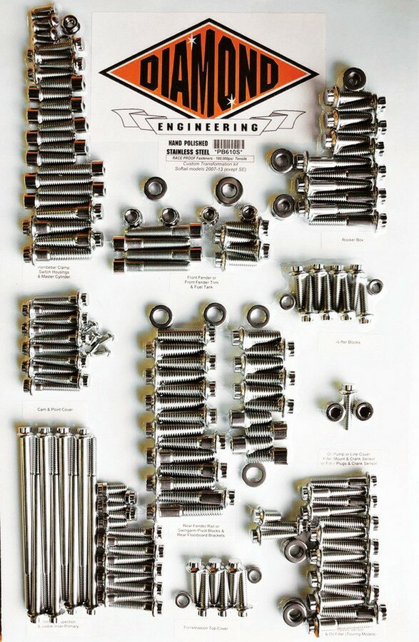 DIAMOND ENGINEERING ダイアモンドエンジニアリング ボルトキット トランスミッション F12PT07-10ST 【BOLT KT TRANSF12PT07-10ST [2401-0842]】 HARLEY-DAVIDSON ハーレーダビッドソン その他エンジンパーツオプション・補修部品 エンジンパーツ エンジン