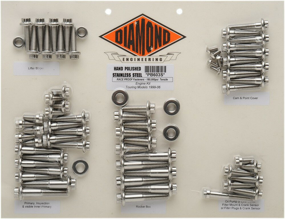 DIAMOND ENGINEERING ダイアモンドエンジニアリング ボルトキット99-06 FLT MTR 【BOLT KIT 99-06 [2401-0143]】 HARLEY-DAVIDSON ハーレーダビッドソン クランクケースボルト エンジンパーツ エンジン