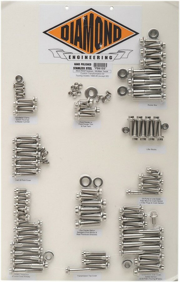 DIAMOND ENGINEERING ダイアモンドエンジニアリング ボルトキット トランスミッション F12P99-6FLHT 【BOLT KT TRANSF12P99-6FLHT [2401-0398]】 HARLEY-DAVIDSON ハーレーダビッドソン その他エンジンパーツオプション・補修部品 エンジンパーツ エンジン