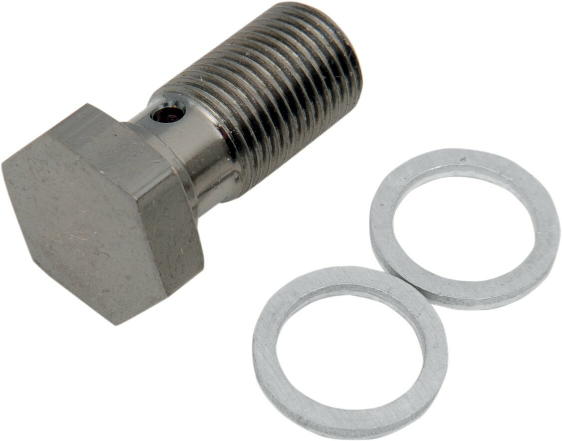 ■商品概要認証：DOTカラー：ブラック仕上げ：トワイライトU.S.A.製：○素材：ステンレスモデル：RENEGADEパッケージング：1個サイズ：7／16”-24専用設計：-スタイル：カスタムパーツタイプ：バンジョーボルトCERTIFICATION：DOTCOLOR：BlackFINISH：TwilightMADE IN THE U．S．A．：YesMATERIAL：Stainless SteelMODEL：RenegadePACKAGING：EachSIZE：7／16”-24SPECIFIC APPLICATION：NoSTYLE：Custom ReplacementTYPE：Banjo Bolt■詳細説明・Preassembled with Russell high-performance #3 stainless steelbraided hose that features a rugged PTFE inner liner and crimp-onfemale swivel hose ends・Ready for adapter fittings， these build-it-yourself brake linesare the newest innovation from Russell・Feature Twilight Black finish; abrasion-resistant against paintedsurfaces・Black hose appearance is perfect for retros and late-modelcustoms・Provide superior braking performance with braided Powerflex・Minimize line expansion・Work with all brake fluids as well as stock， custom and racingapplications・Matching Renegade reusable adapter fittings feature a TwilightBlack finish and are sold separately・Meet DOT MVSS-106 guidelines・Made in the U．S．A．■注意点※取り扱い説明書は英語となります。※輸入商材の為、納期が遅れる場合がございます。あらかじめご了承ください。※04-17 XL models use metric 10mm x 1．25 and 12mm x 1．50 banjobolts， washers and fittings． All Big Twin (except 08-17 Dressers)and pre-04 XL models use standard 3／8” and 7／16” banjo bolts，washers and fittings． Fittings and washers listed as 3／8”／10mm canbe used in either application．