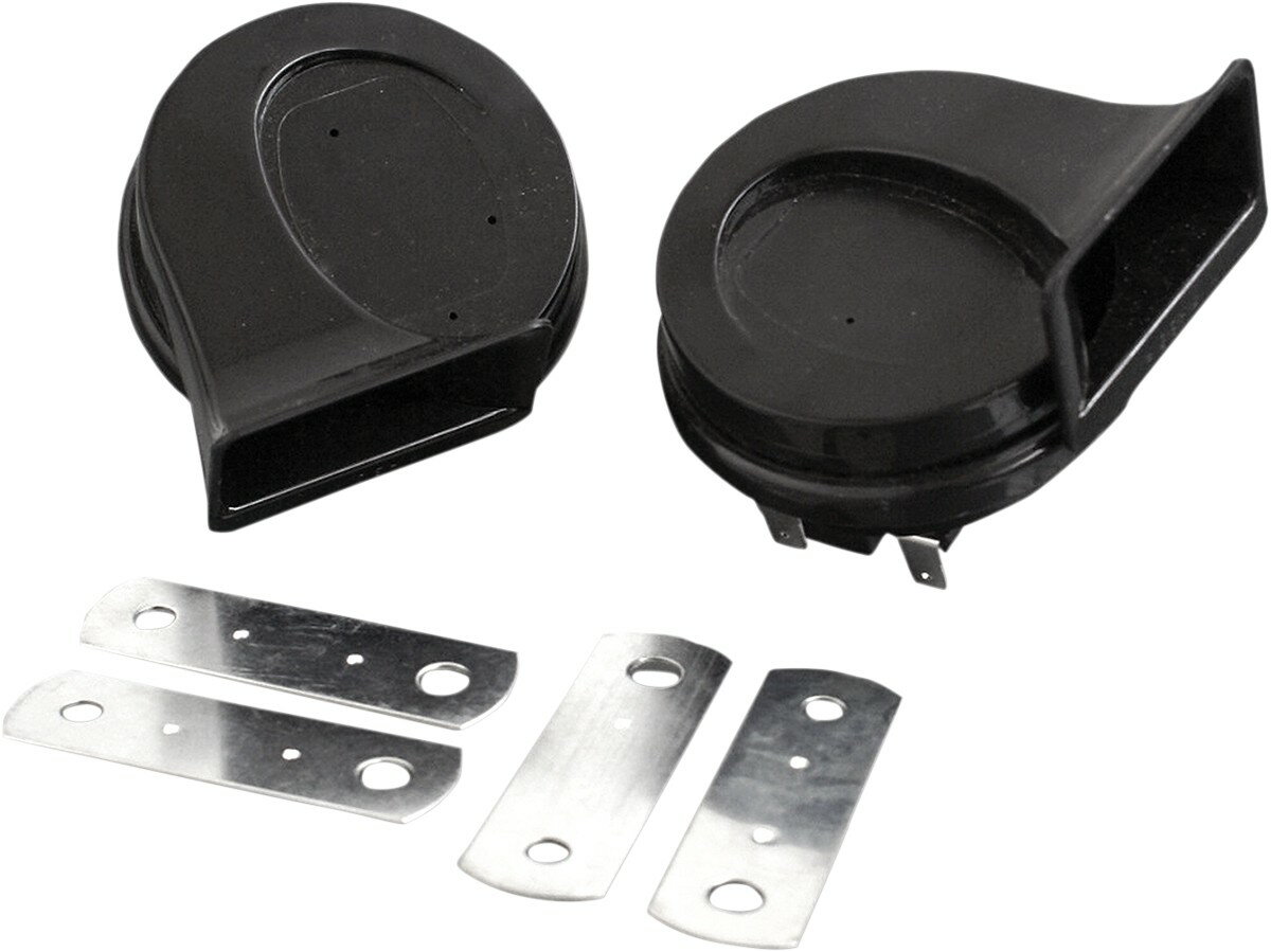 ■商品概要カラー：ブラックカバー付属：-仕上げ：グロスU.S.A.製：○パッケージング：ペアサイズ：3” x 3” x 3”音量(db)：118専用設計：-スタイル：カスタムパーツタイプ：エレクトリックホーンCOLOR：BlackCOVER INCLUDED：NoFINISH：GlossMADE IN THE U．S．A．：YesPACKAGING：PairSIZE：3” x 3” x 3”SOUND LEVEL (db)：118SPECIFIC APPLICATION：NoSTYLE：Custom ReplacementTYPE：Electric Horn■詳細説明・Featuring an output of 118 dB， these are the loudest electrichorns you can buy・Direct replacement for most 12V electric horns・Horn set includes two chrome-finish horns (one high and one lowtone)， mounting brackets and installation instructions・Horns measure 3" x 3" x 3" each・Uses the stock horn button; bolt-on， plug-in installation・Available in chrome or black・Hardware kits include 30 amp relay and fuse， all model-specificpre-cut 14-gauge wiring， mounting hardware and detailedinstructions (sold separately from Horn Set)■注意点※取り扱い説明書は英語となります。※輸入商材の為、納期が遅れる場合がございます。あらかじめご了承ください。