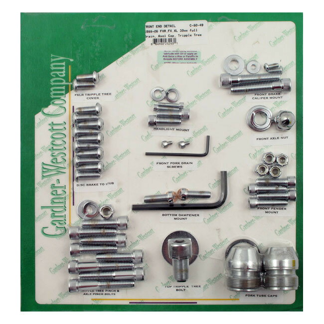 GARDNER-WESTCOTT ガードナーウエストコット フロントエンド ディテールセット【FRONT END DETAIL SET】 87-94NUFXR； 91-05NUDyna excl． FXDWG； 88-17 XL 97-03 1200S； 16-17 XL1200X Forty Eight HARLEY-DAVIDSON ハーレーダビッドソン 汎用ボルト・ネジ