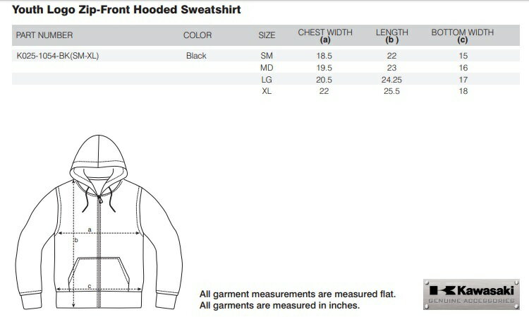 US KAWASAKI 北米カワサキ純正アクセサリー ユーズ ロゴジップフロント フードスウェットシャツ (Youth Logo Zip-Front Hooded Sweatshirt) サイズ：MD