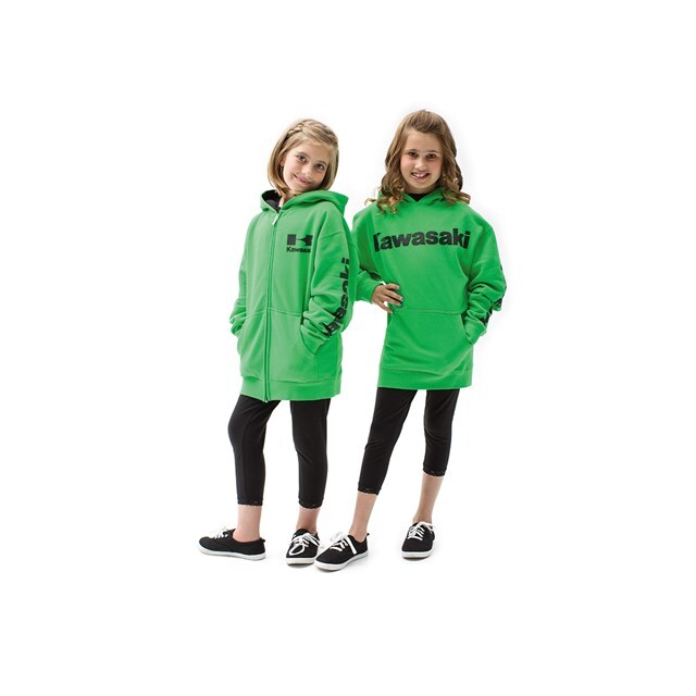 US KAWASAKI 北米カワサキ純正アクセサリー ユーズ ロゴジップフロント フードスウェットシャツ (Youth Logo Zip-Front Hooded Sweatshirt) サイズ：MD